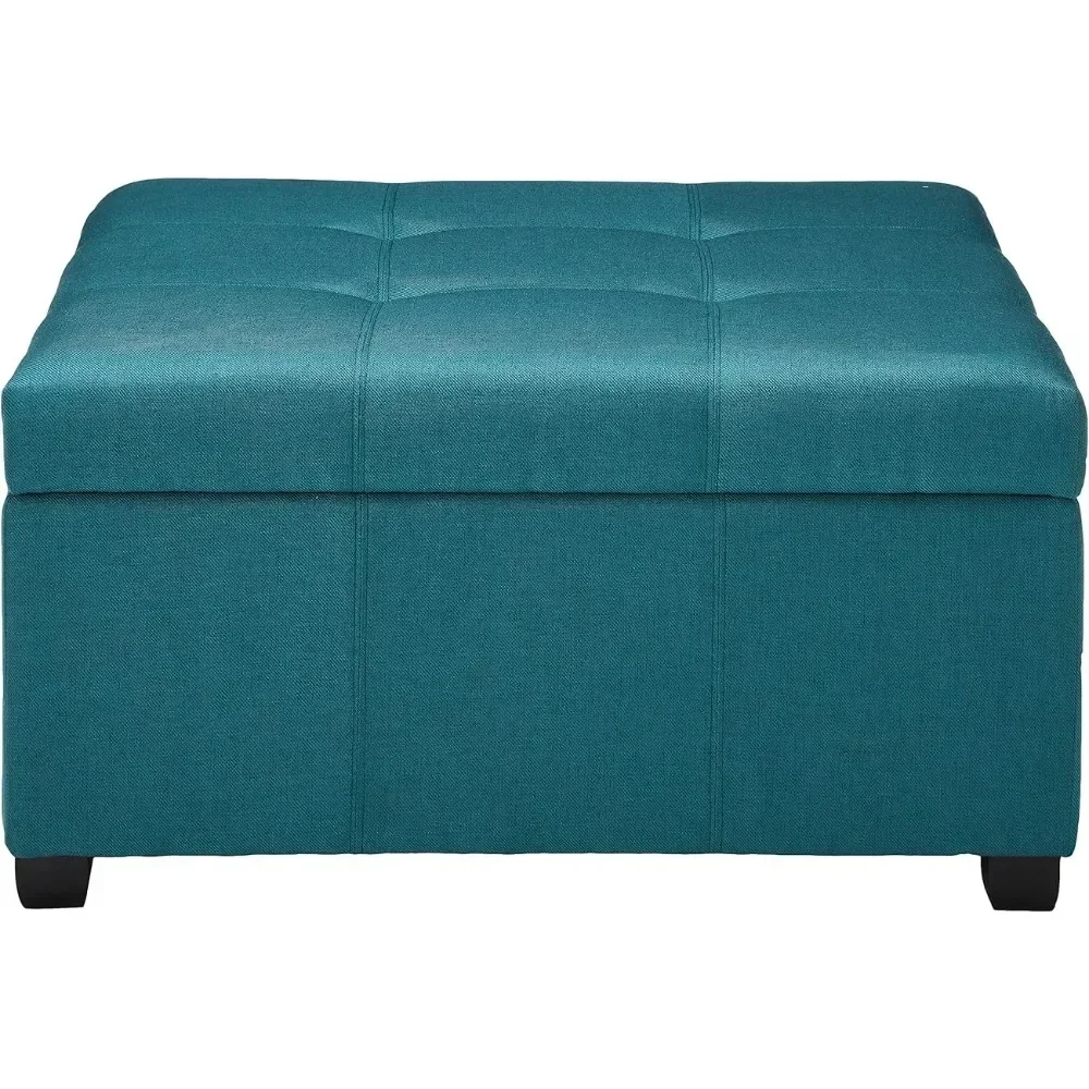 Carlsbad Fabric Storage Ottoman Office Footrest Dark Teal Poufs for Living Room Furniture Pouf Container Plastic Benches to Sit