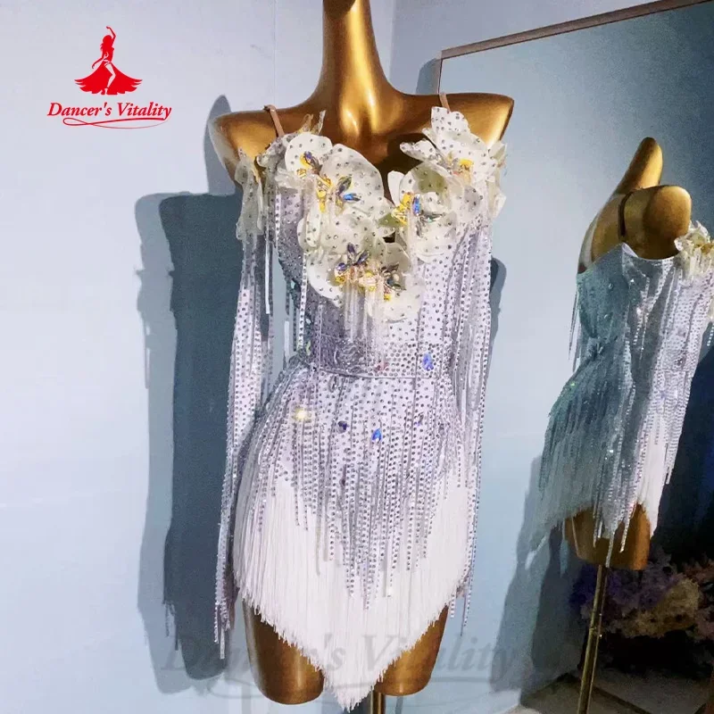 Robes de danse latine à franges pour femmes, robe de spectacle de Tango Samba Rumba personnalisée pour personnes âgées, Costumes de compétition pour adultes et enfants