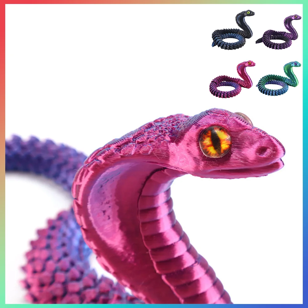 3D Printed Toys Snakes Figures Multi-joint Model Ornament Realistic Eyes Decorations Relieving Desktop Novelty Kids Gifts Toy