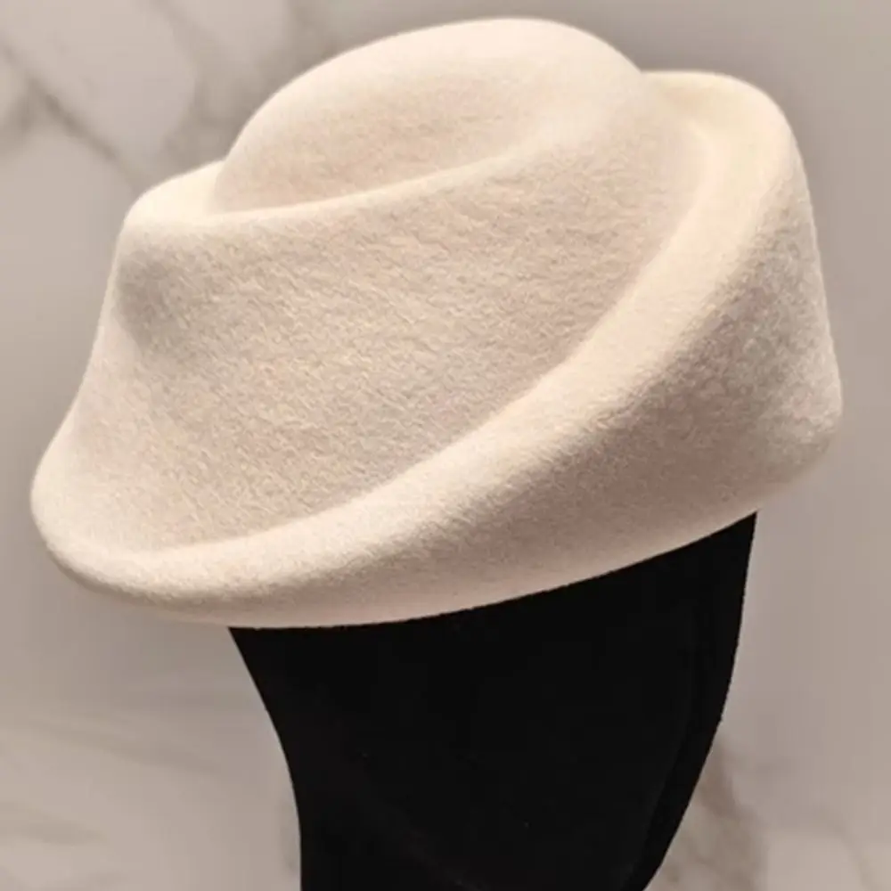 Uniform Stewardess Hat Hepburn Style Wool Pillbox Hat Elegant Teardrop Beret Hat Dome Air Hostess Fedora Hat Live Show