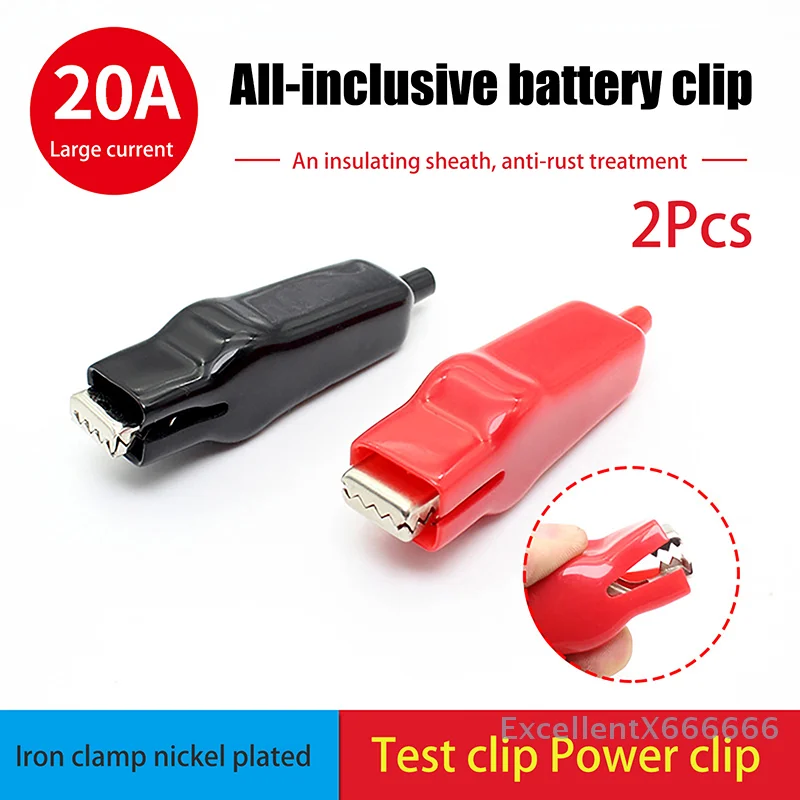 

Pair of 20A PVC Insulated Alligator Clips, Electric Test Leads, DIY Crocodile Clip Electrical Tools