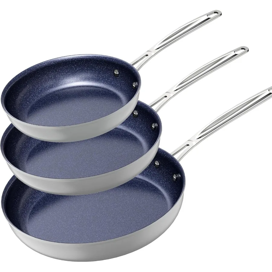 

Набор сковородок из 3 предметов 8 10 12 Кованый легкий вес G10 Healthy Duralon Blue Керамика Ультра антипригарная индукционная готовая и работает на всем C