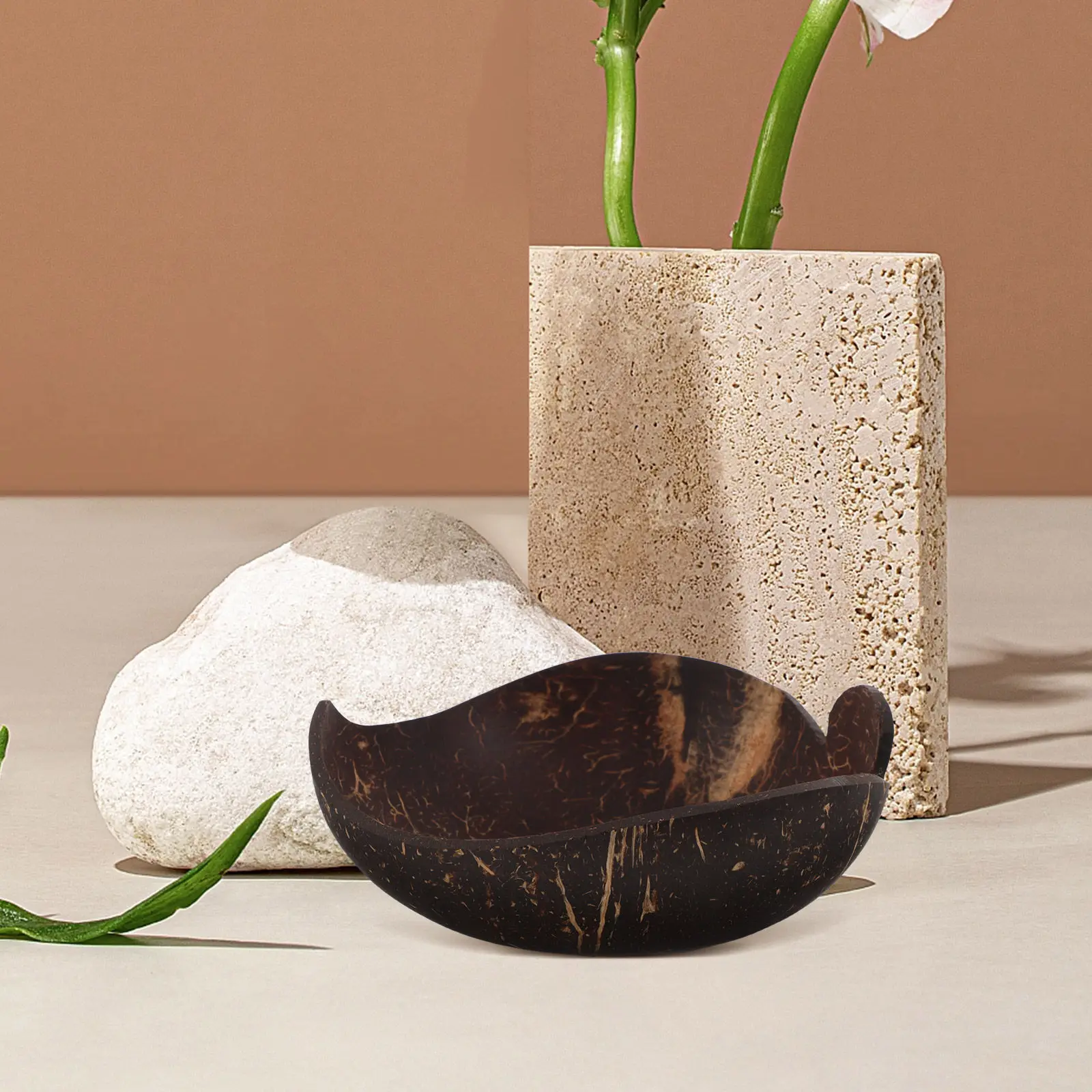 Coconut Bowl Natural Organic Texture Smooth Surface Decorative Candy Dish Fruit Plate Dessert Bowl Trinket Tray Ring Holder Key