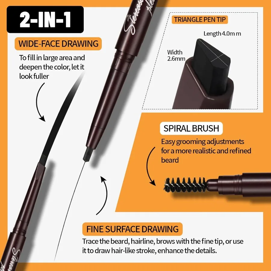 12 pezzi set di riempitivi per penna per barba kit di matite per riempimento barba con pennello barbiere styling toelettatura matita per linea di riempimento miglioramento