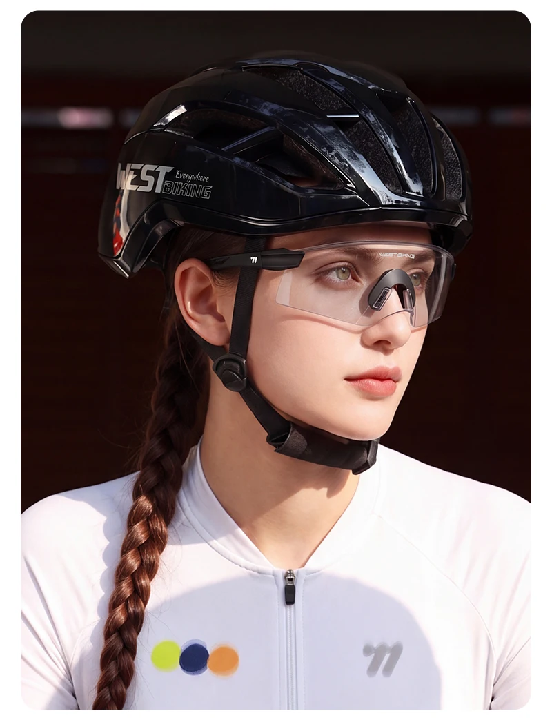 WEST BIKING Anti-Beschlag-Fahrradbrille mit photochromen HD-Gläsern, großem Sichtfeld, ultraleicht, verstellbare Bügel – Detail 21