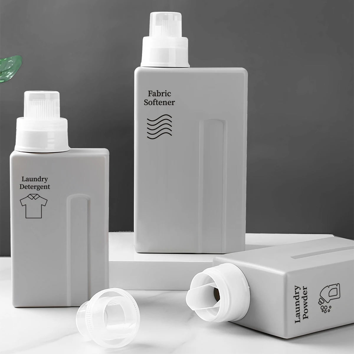 1000ml Laundry Detergent Dispenser Bottle Refiilable Laundry Storage Container for Liquid Powder Softener Laundry Room Canister