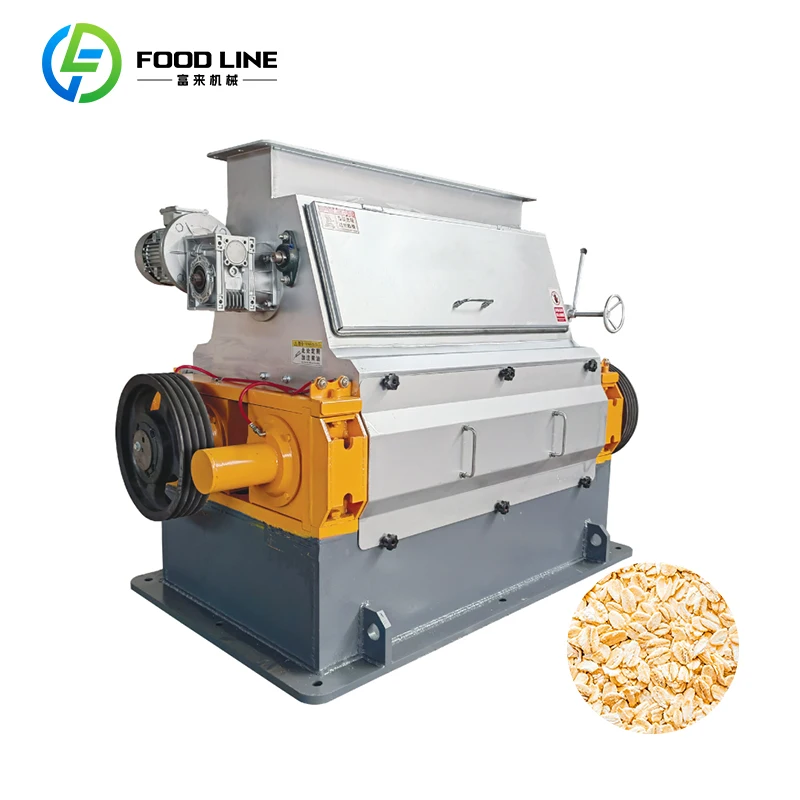 Steam Corn Flaking Machine Adjustable Roller For Corn Soybean Rye Barley Wheat Grain Flaking And Feed Processing Use