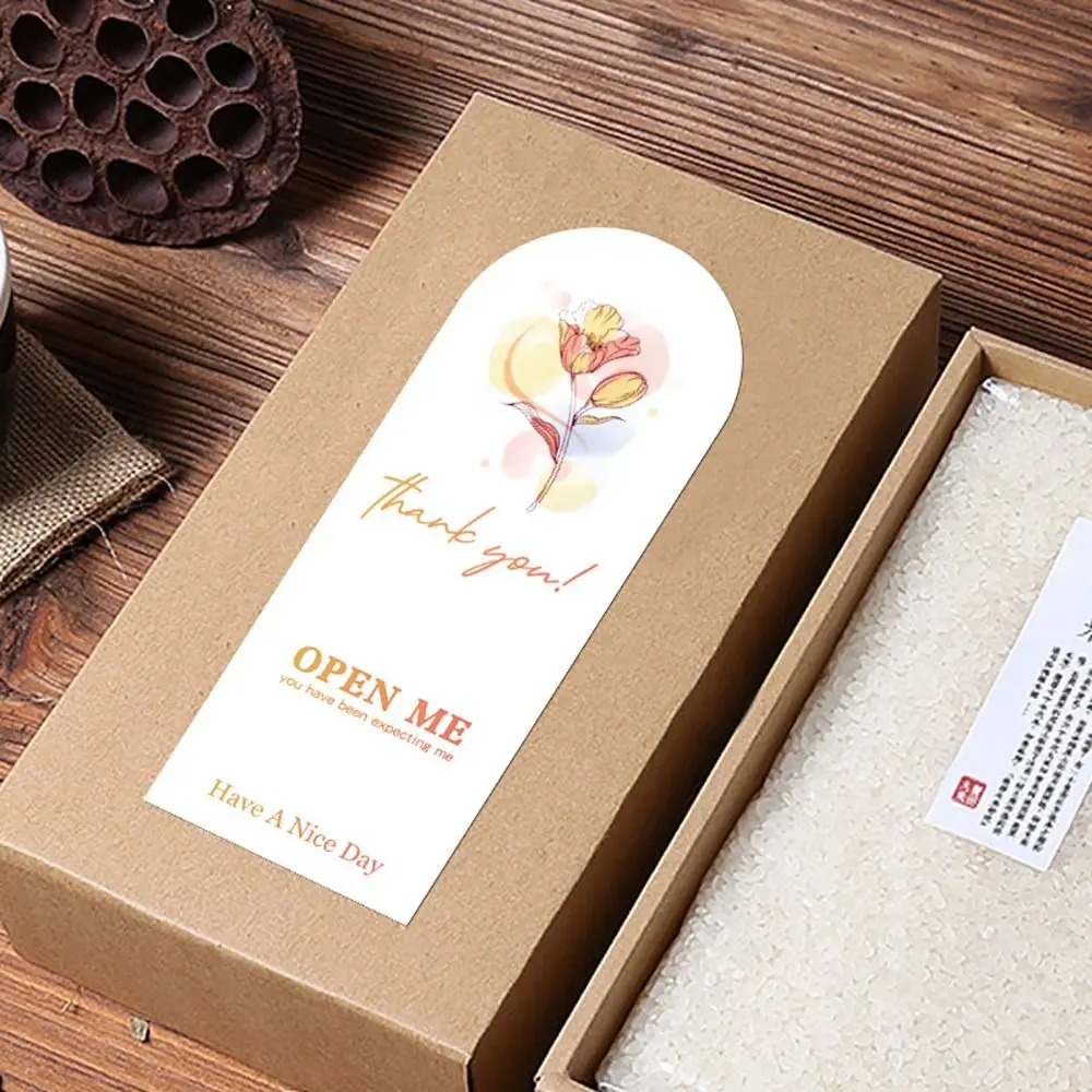50PCS Floral Pattern Thank You Stickers Multicolor Commodity Packaging Thanks Decals Party Supplies Gift Wrapping Open Me Tags