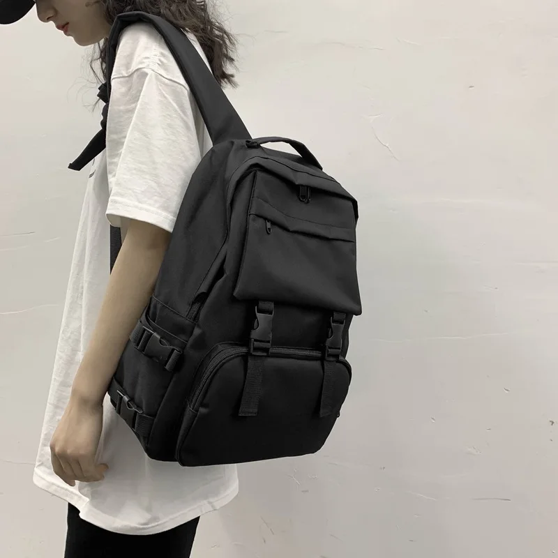 Large Capacity Solid Color Tooling Bag Multi-Pocket College Style Backpack Men's And Women's Same Style Fashion Single Product