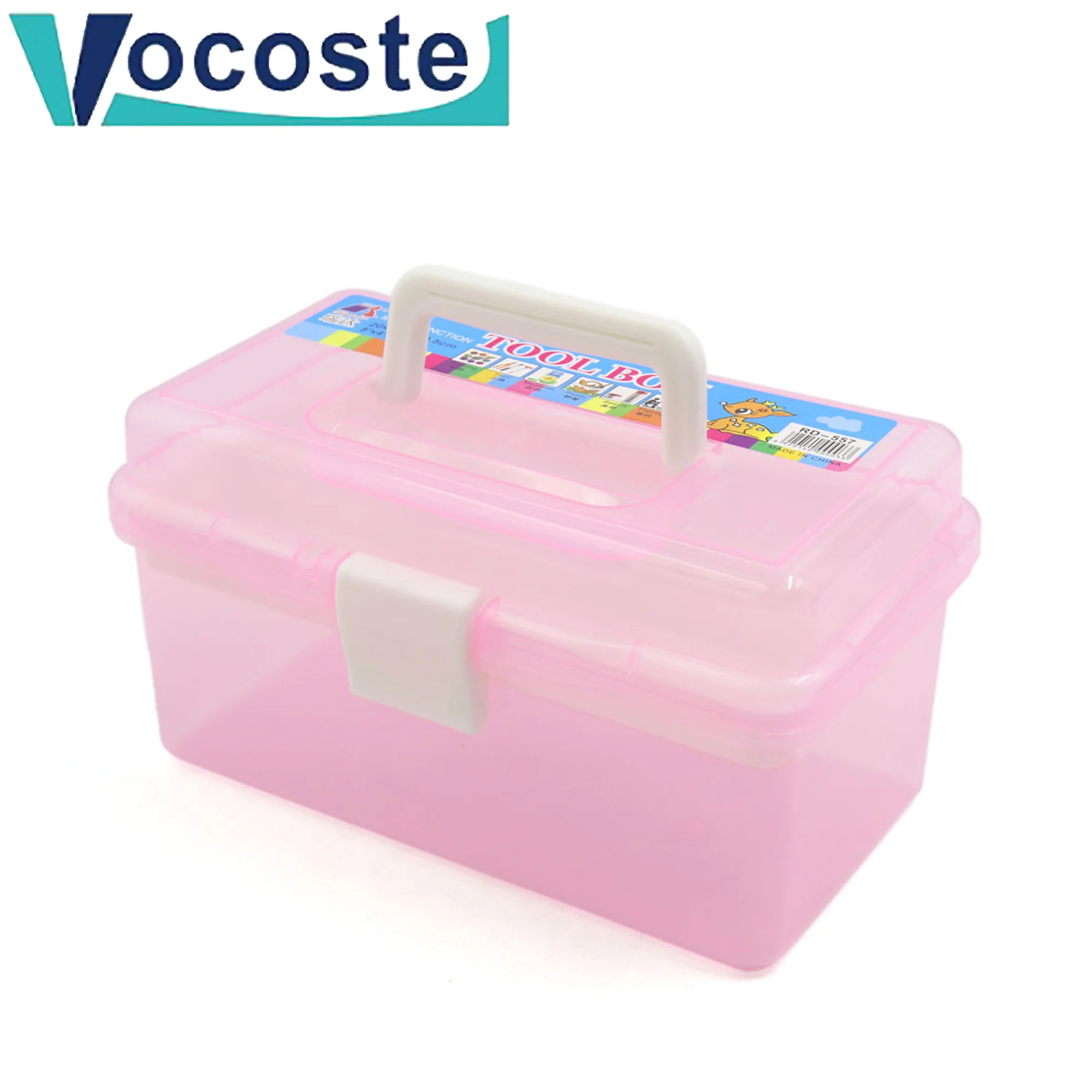 VOCOSTE Pink Multifunction Empty Nail Art Makeup Cosmetic Tool Container Storage Box