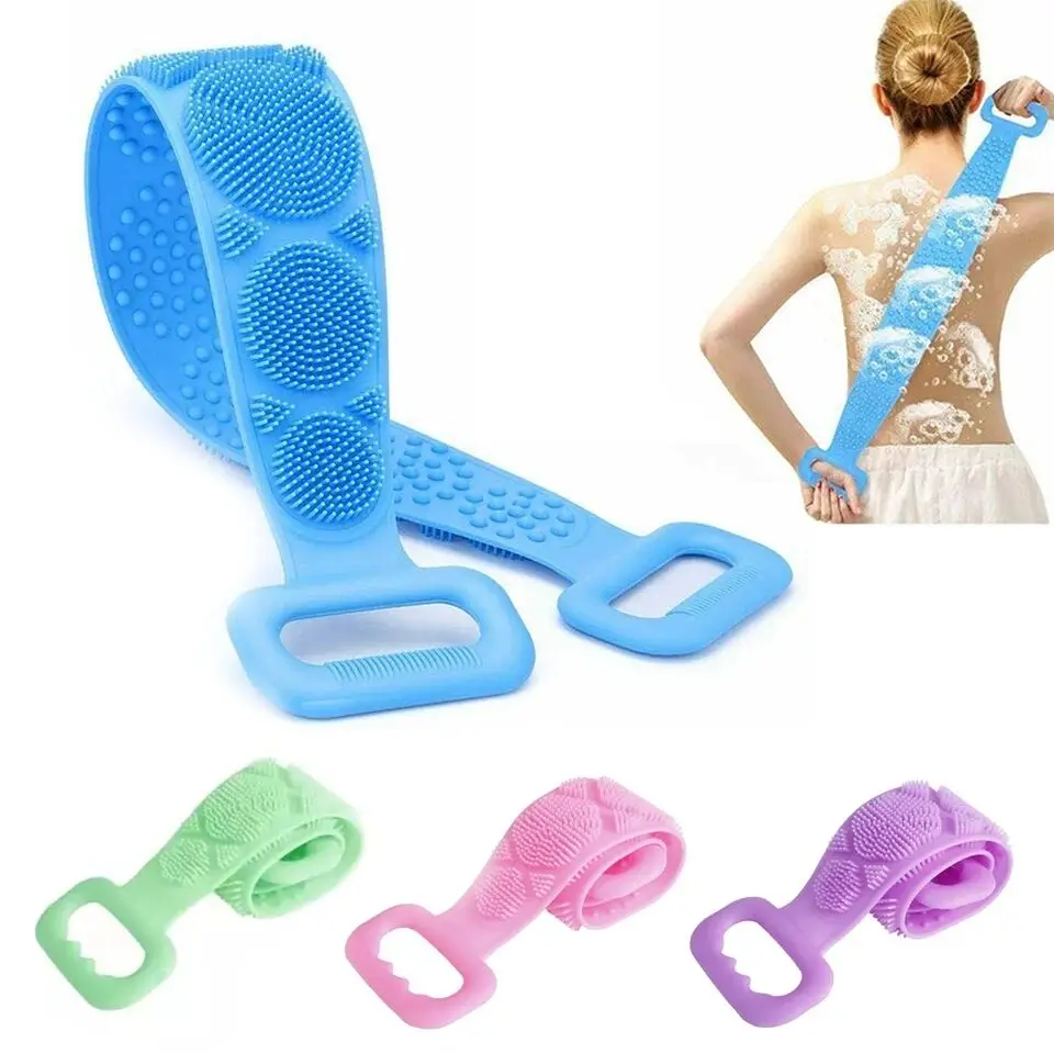 Body Sponge Silicone Brushes Bath Towels Scrubber Rubbing Back Peeling Massage Shower Belt Extended Skin Clean Brushes