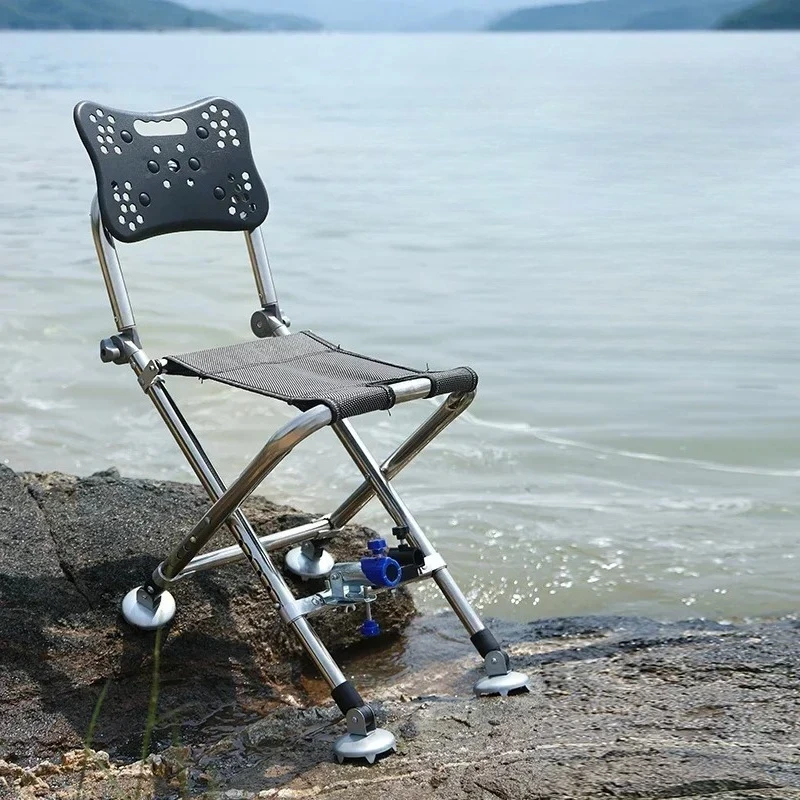 

Specialized Fishing Equipment, All-Terrain Fishing Chair, Stainless Steel Folding Stool, Adjustable Angler's Seat Fishing Gear