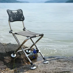 Specialized Fishing Equipment, All-Terrain Fishing Chair, Stainless Steel Folding Stool, Adjustable Angler's Seat Fishing Gear