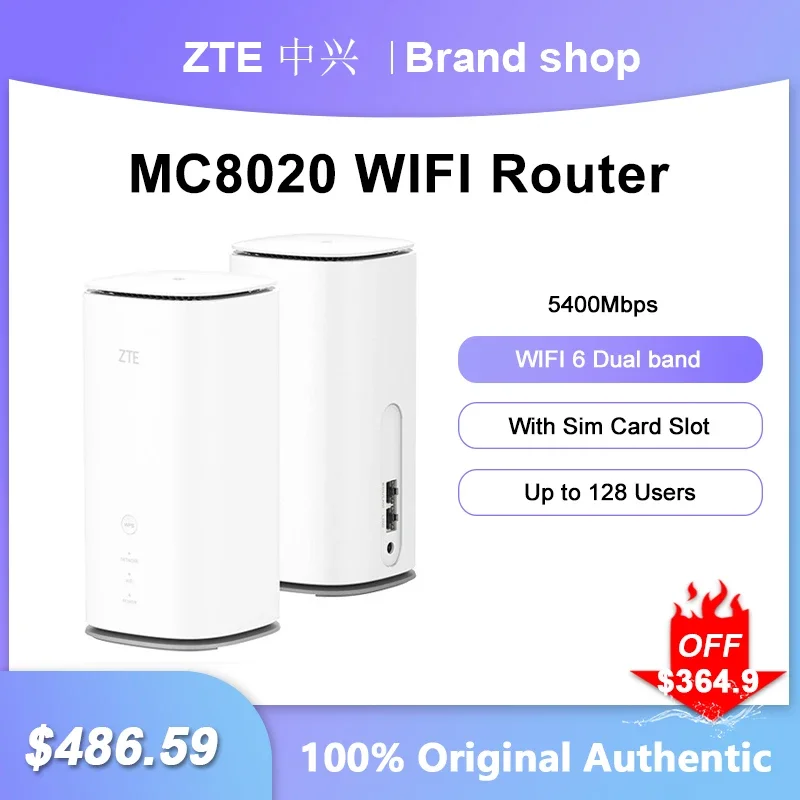 

Оригинальный маршрутизатор ZTE MC8020 WIFI6 + 5400 Мбит/с, двухдиапазонный сетчатый беспроводной удлинитель Wi-Fi со слотом для SIM-карты, сетевой повторитель 5G 4G LTE