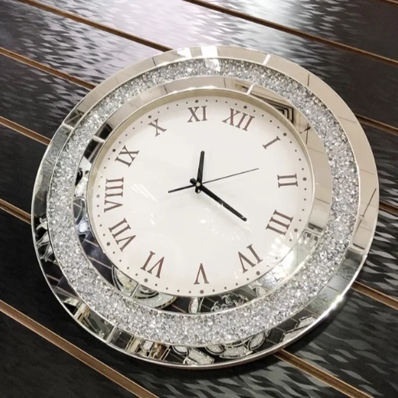 

Nordic Creative Modern Living Room Wall Clocks Luxury Aesthetic Interior Rounded Rhinestone Silent Quartz Wall Clocks Home Decor