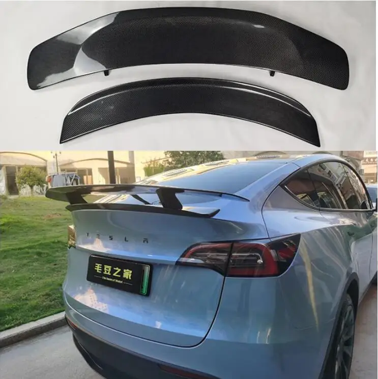 FRP/ Real Forged Carbon Fiber Car Rear Wing Trunk Lip Spoiler For Tesla Model Y  2020 2021 2022 2023