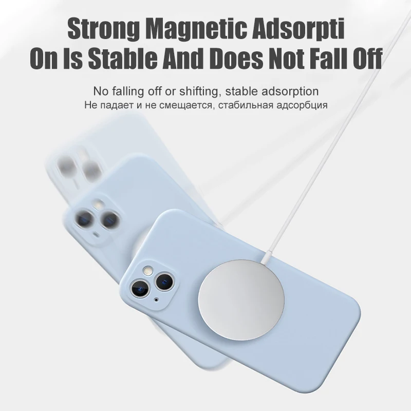 For Magsafe Magnetic Liquid Silicone Case For iPhone 15 13 11 12 14 Pro Max Mini XS XR X 8 Plus SE Wireless Charging Phone Cases - náhled 6