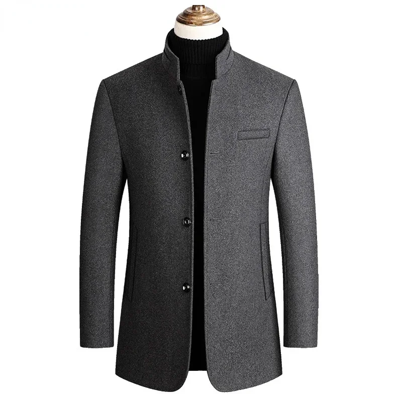 MRMT 2024 Brand New Middle Aged Men's Cotton Plush Jacket Short Casual Woolen Coat Thick Woolen Coat Dad's Suit