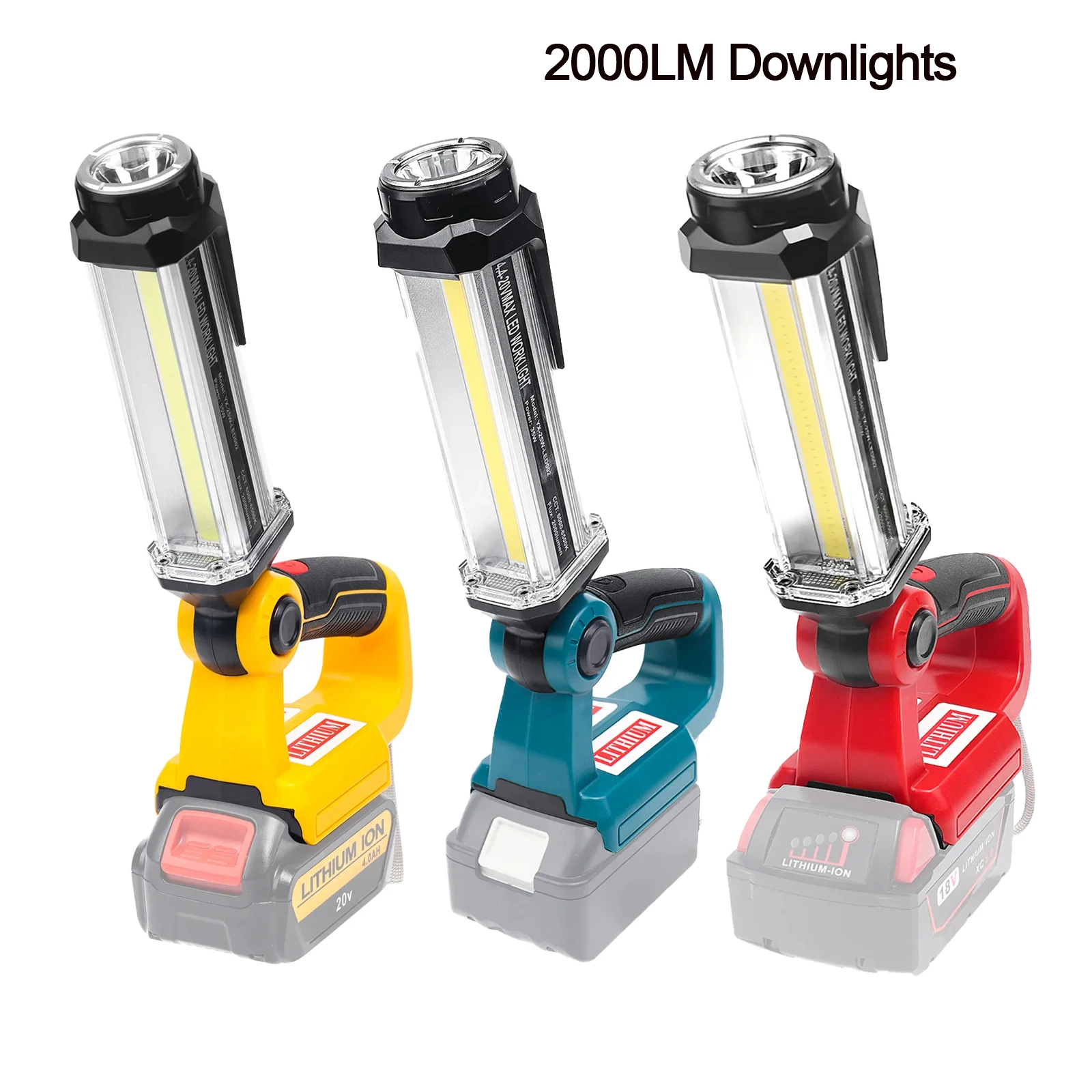 

LED Downlights Work Light for Makita for Milwaukee for Dewalt 14.4V-20V Max Li-ion Battery 35W 2000LM Outdoor Emergency Light