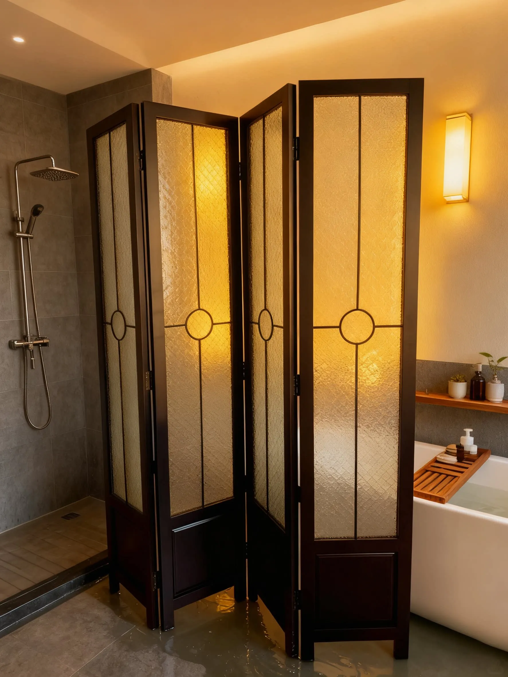 Medieval solid wood glass entrance entrance French romantic folding screen retro begonia glass dry area partition