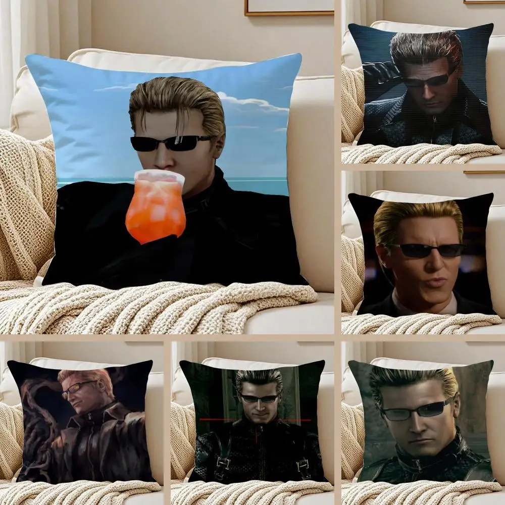 A-albert Wesker Cushion Cover Silky Short Plush Sofa Pillow 
