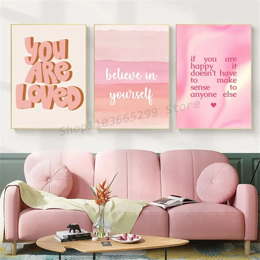 1pc Bauhaus Words Quote Pink Self-adhesive Art Poster Waterproof Paper Sticker Coffee House Bar Room Wall Decor
