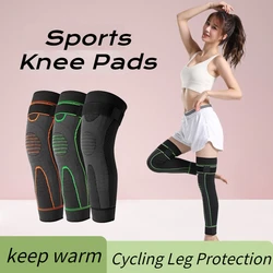 1PC Extended Sports Knee Pads Warm Basketball Running Cold Leg Protection Knee Knitted Cycling Long Straps Cycling Equipment