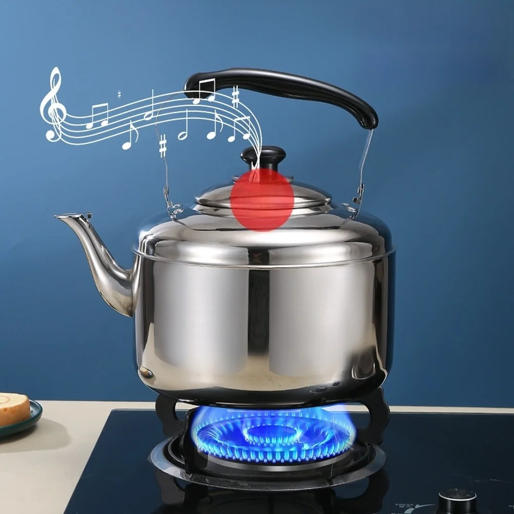 1Pc Thickened Stainless Steel Whistling Kettle With Filter For Induction And Gas Stoves Ergonomic Handle Boiling Pot Silver