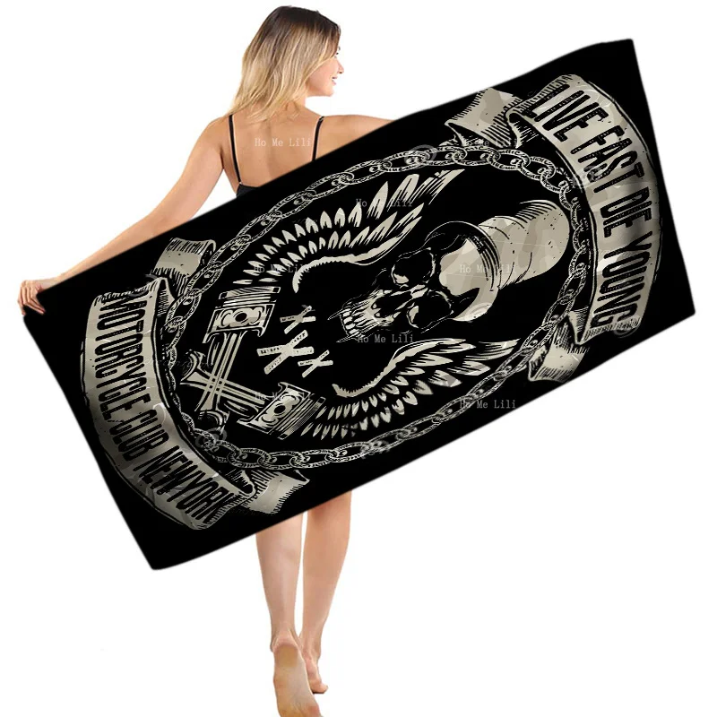 Motorbike Icon And Crossbone Warning Skull Quick Drying Towel By Ho Me Lili Suitable For Fitness Use