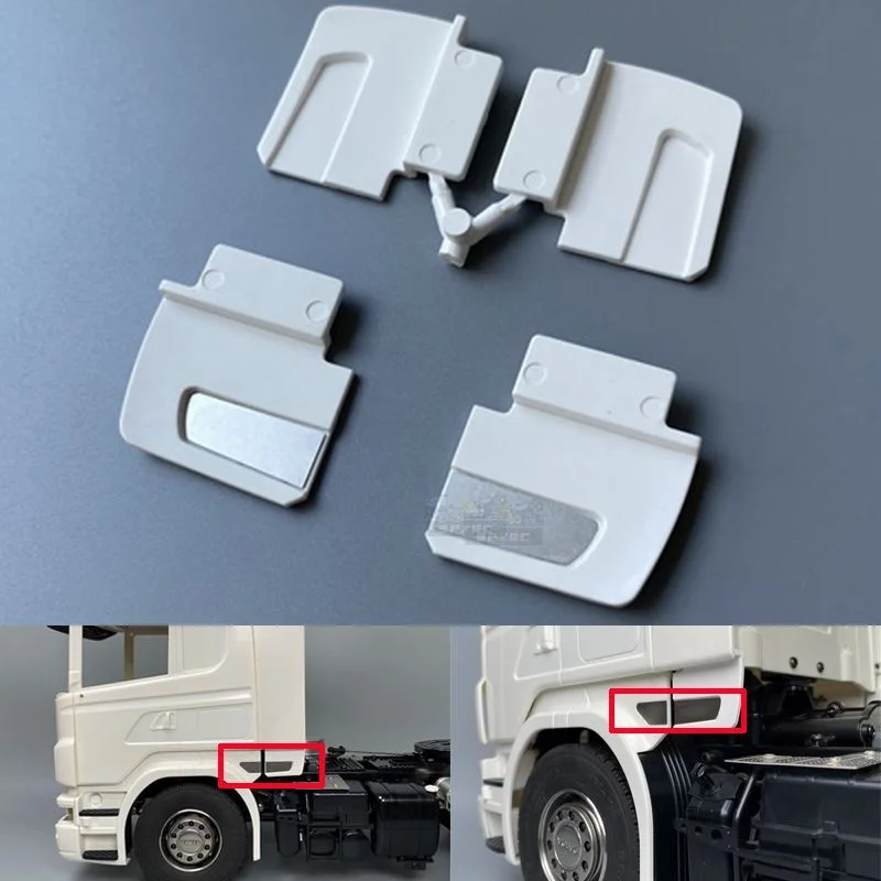 2 Stück 1:14 Maßstab Simulations-Spoiler mit Metallaufkleber für Tamiya RC Truck Kipper SCANIAA R620 R470 R730 R560 Auto DIY Spielzeug