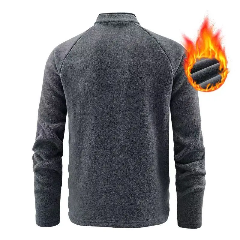 2025 Winter/ Autumn Fleece Pullover For Men Loose Fit Long Sleeves Half-Zip Thick And Warm Casual Crew-Neck Sweater Size M-5XL