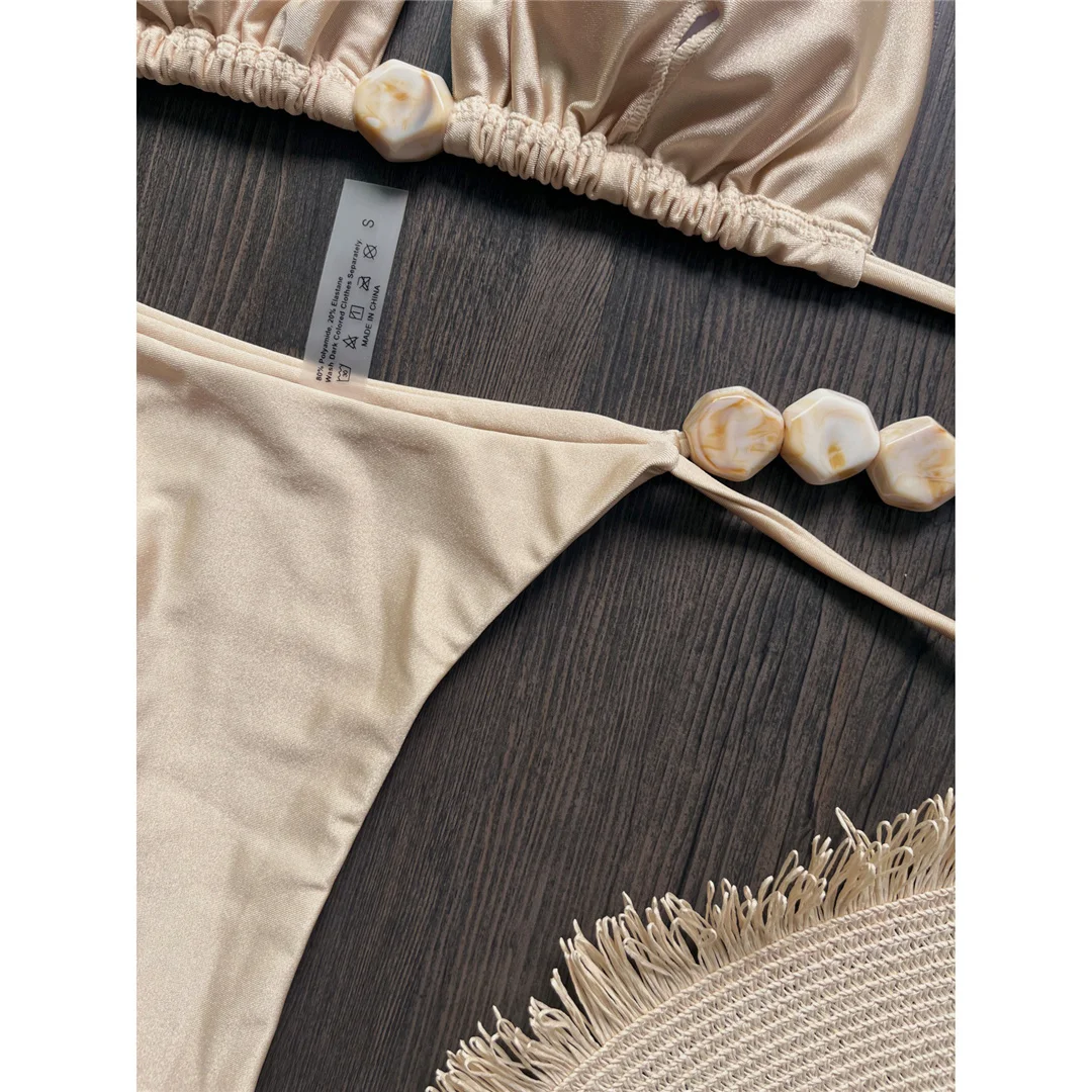 Halter High Leg Cut Bikini Damen Bademode Zweiteiliger Bikini-Set Mini-Tanga Gepolsterter Badeanzug Badebekleidung V7320 – Detail 10
