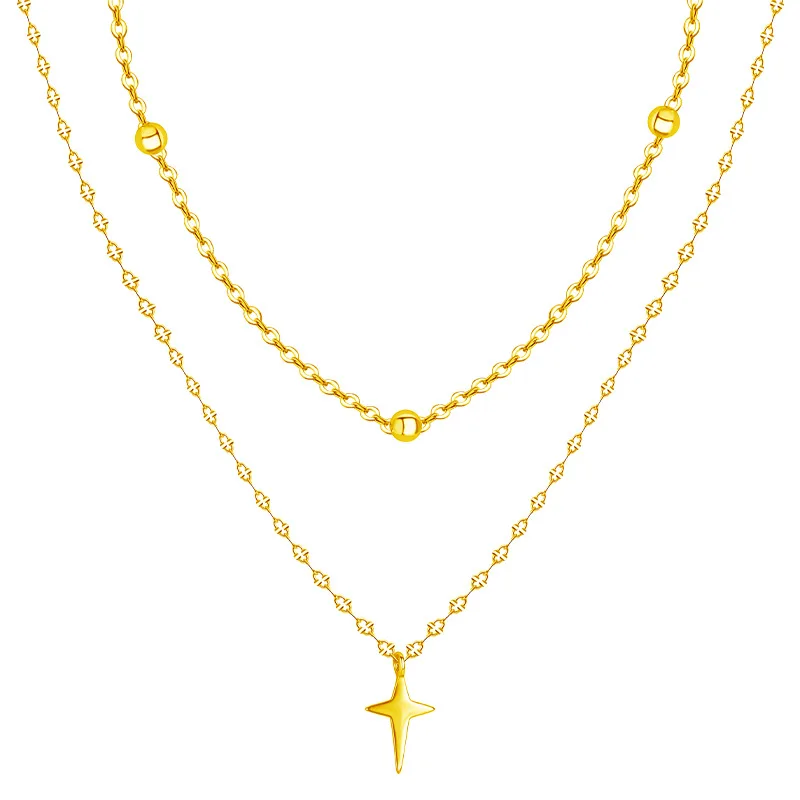 

Великолепная подвеска со звездой из серебра 925 пробы, двухслойная цепочка, позолоченное цветное ожерелье, женский подарок на день рождения, годовщину