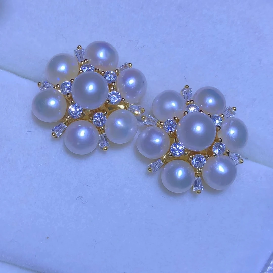 

Оптовая продажа, серьги из стерлингового серебра 925 пробы, фурнитура для крепления, базовые монтажные детали, аксессуар для жемчуга 4-5 мм