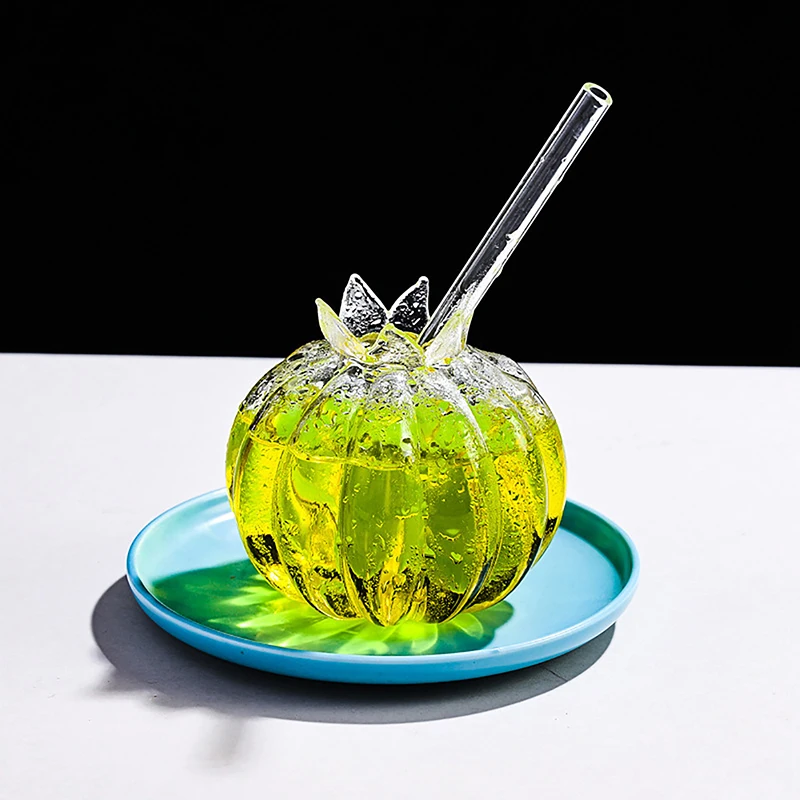 

Creative Pomegranate Shape Cocktail Bubble Tea Glass Transparent Glasses Drinking Wine Goblet Juice Ice Coffee Cup Kawaii Straw