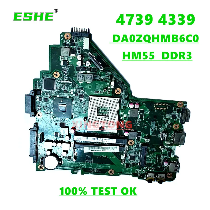 DA0ZQHMB6C0 Motherboard For ACER aspire 4739 4339 Laptop Motherboard MBRK306001 MBRK301001 HM55 UMA DDR3 100% Tested OK