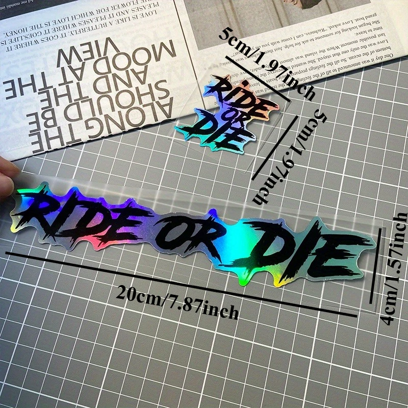 2PCS RIDE OR DIE Motorrad Aufkleber Wasserdicht für Motorrad Helm DIY Straße Fahrrad Oberrohr Rahmen Selbst-klebe Vinyl Aufkleber