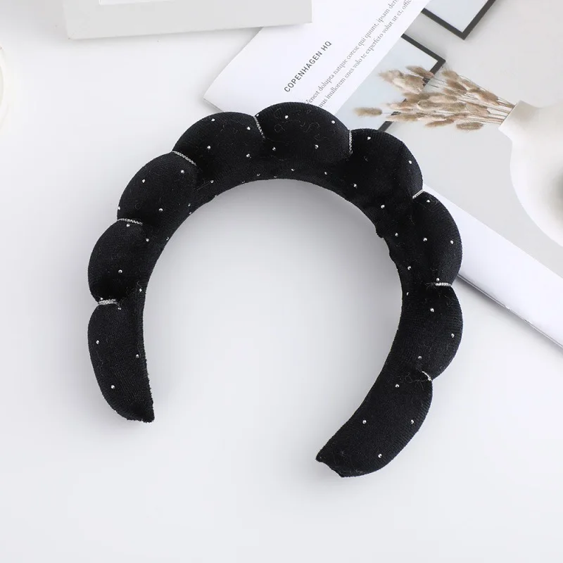 1PC Cloud Face Wash Sponge Hair Band Hair Ornament Velvet Rhinestone Premium Female High Head Top Fried Dough Twists Headband