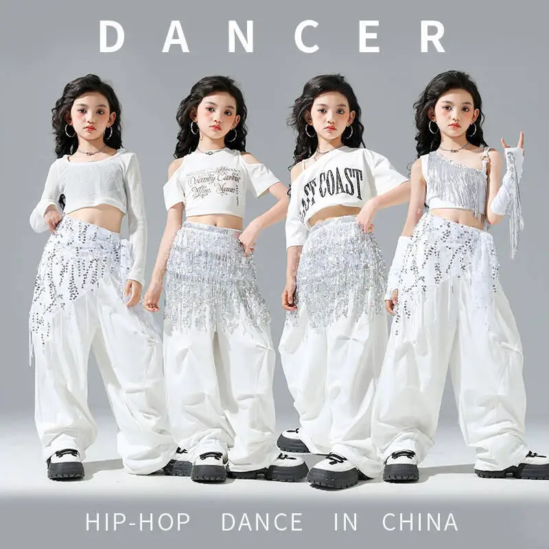 

Kawaii модный костюм для девочек, жилет, брюки в стиле хип-хоп, студенческий повседневный костюм для уличных танцев, комплект из 2 предметов, детская одежда