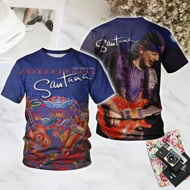 

New Santana Rock 2025 Tour 3D Print T-shirt Fashion Men Women Hip Hop Trend Short Sleeve Tees Summer Oversized Unisex Streetwear