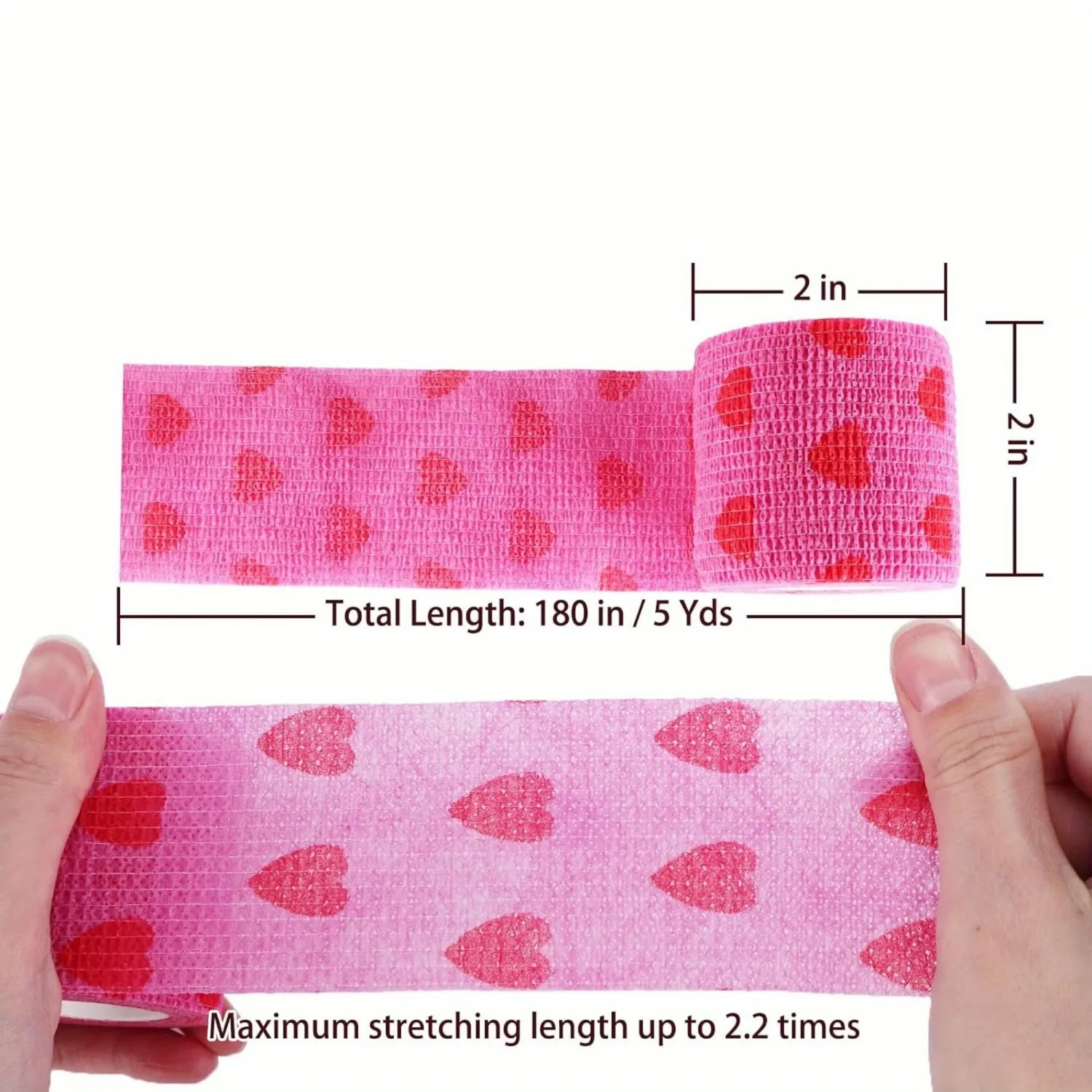 24/12/6 Rolls Tape Tattoo Handle Bandage Anti-slip Red Pink Heart Printed Elastic Self-adhesive Tape Tattoo Wrap Grip Cover