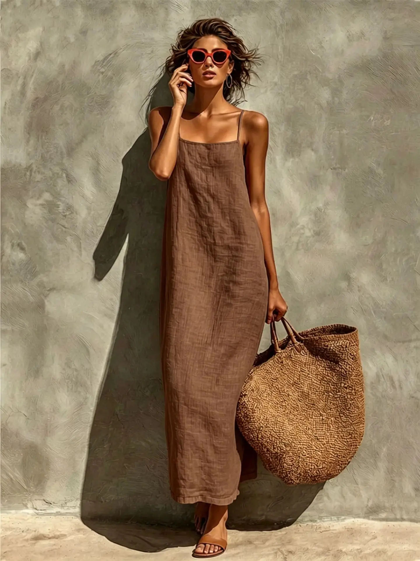 2026 Sommer Neues Damen Einfarbiges Trägerkleid Locker Lässig Bequemes Sommerkleid