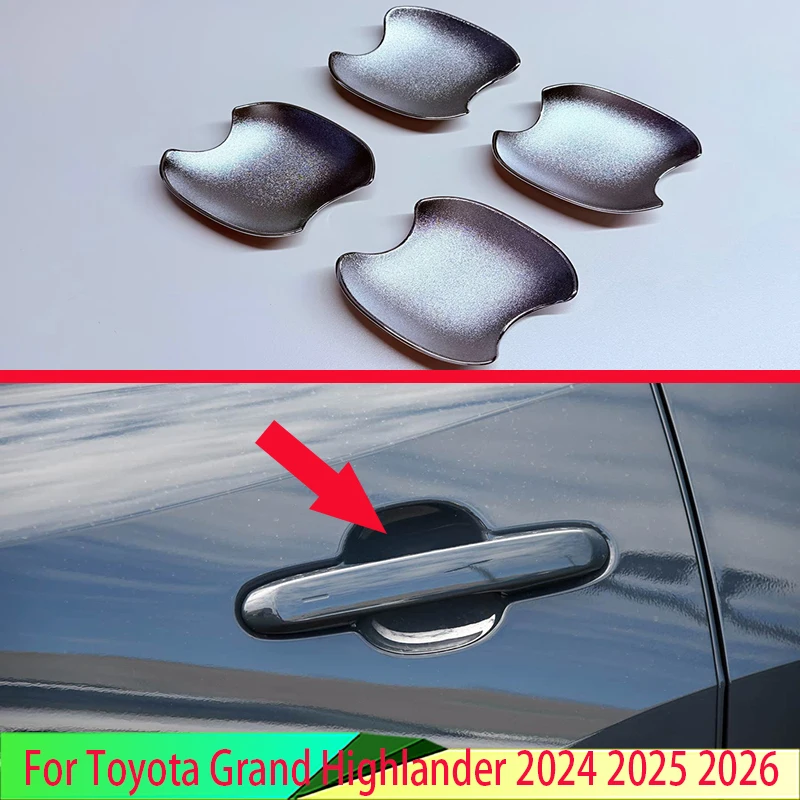 لتويوتا جراند هايلاندر 2024 2025 2026 ABS كروم مقبض الباب إكسسوارات خارجية لأبواب السيارات كوب تجويف تقليم إدراج الصيد صب مقبلات #1