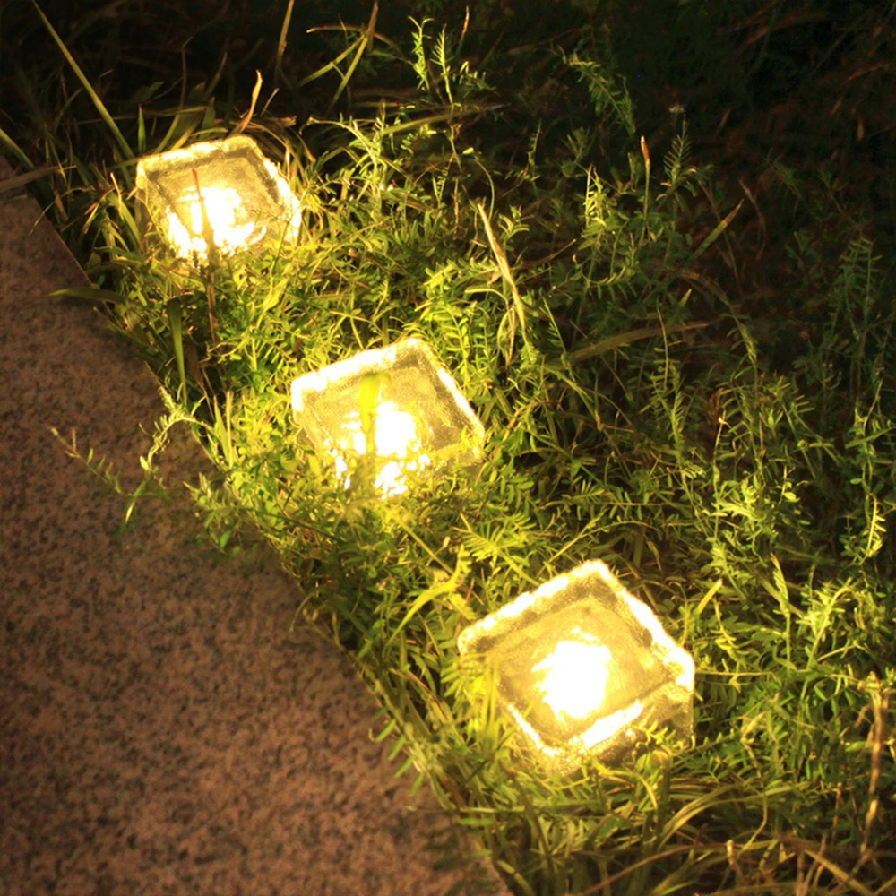 1/4pcs Ice Cube LED Solar Lights Waterproof Christmas Outdoor Landscape Lawn Lamp Stair Brick Light for Garden Decor Lighting