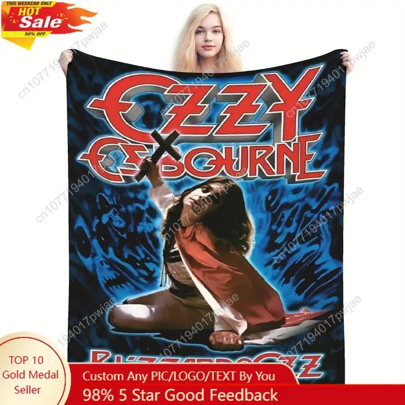 

Ozzy Osborne themed printed flannel blanket, soft and comfortable, suitable for all seasons suitable for bedroom Custom blankets