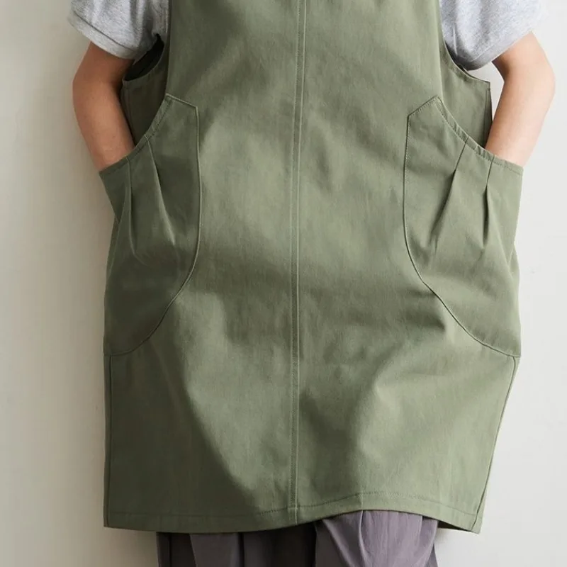 1pcs Retro Cotton Fashion Apron Durable Workwear for Restaurants Kitchens Supermarkets Milk Tea Shops Stylish Cooking Smock