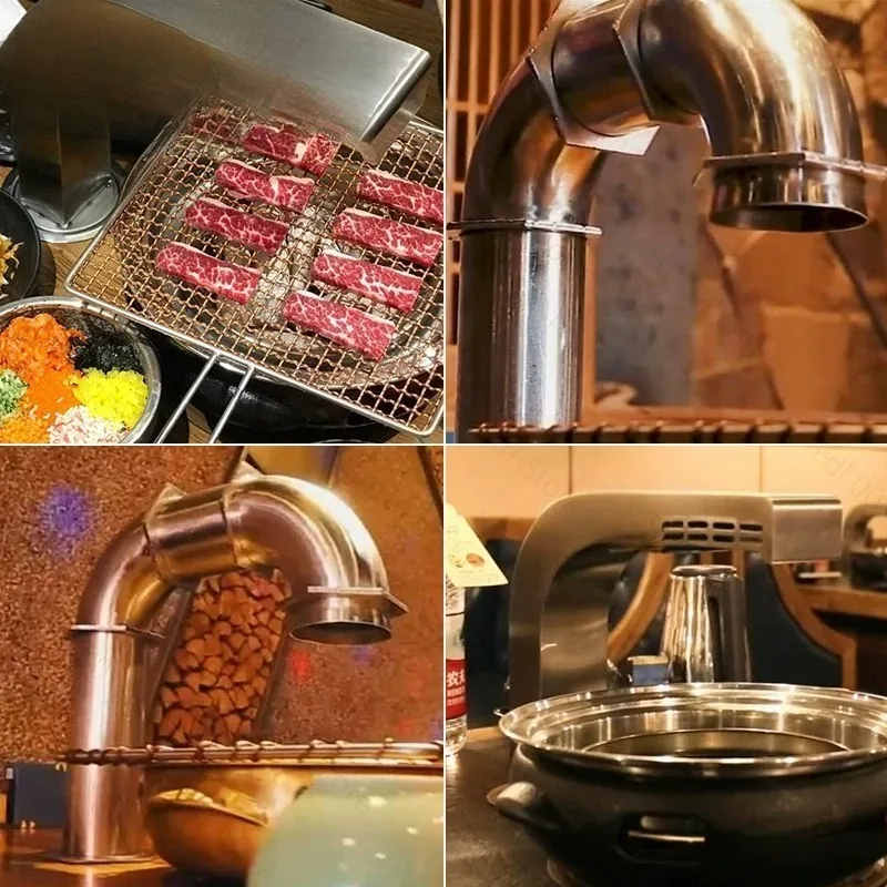 Commercial Elbow Exhaust Ducting Top-Intake Bottom-Exhaust Ventilation System Heavy-Duty Stainless Steel Exhaust Piping
