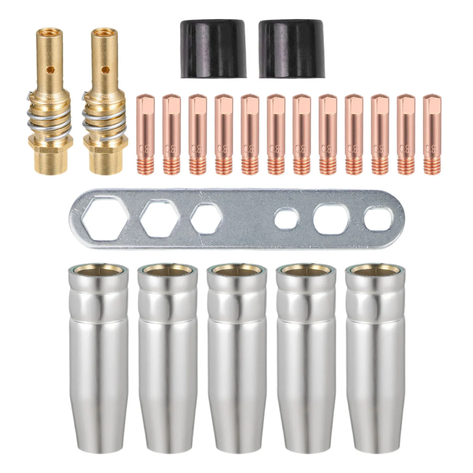 Professional 22PCS Welding Accessories for MIG and For MAG Compatible with For 15AK 0 8mm Tips Features Essential Components