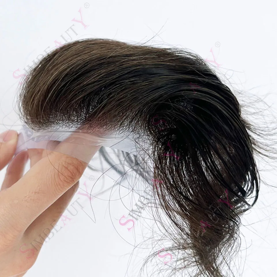 

80%Density Natural 0.02mm Super Thin Skin Vloop Invisible Hairline Light Blonde Grey 1B20 1B80 Mens Wig Toupee Replacement Proth