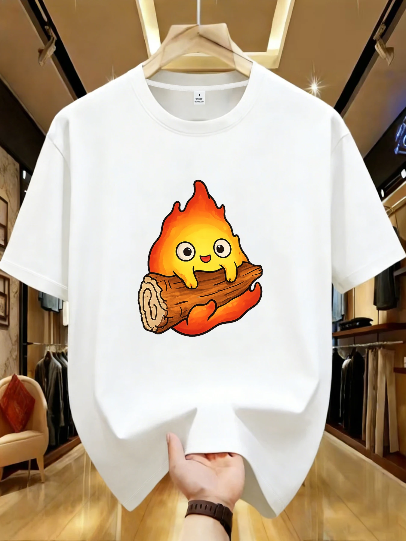

【ZXH105105】Small flame printed women's round neck T-shirt summer casual short sleeved top street fashion women's versatile